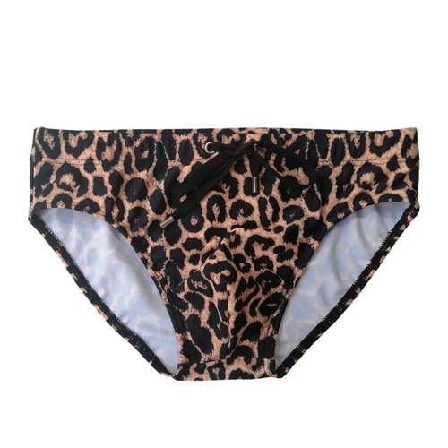  new foreign trade swimming trunks for men, low-waist printed leopard print triangle AD swimming trunks, nylon quick-drying, sexy European and American style