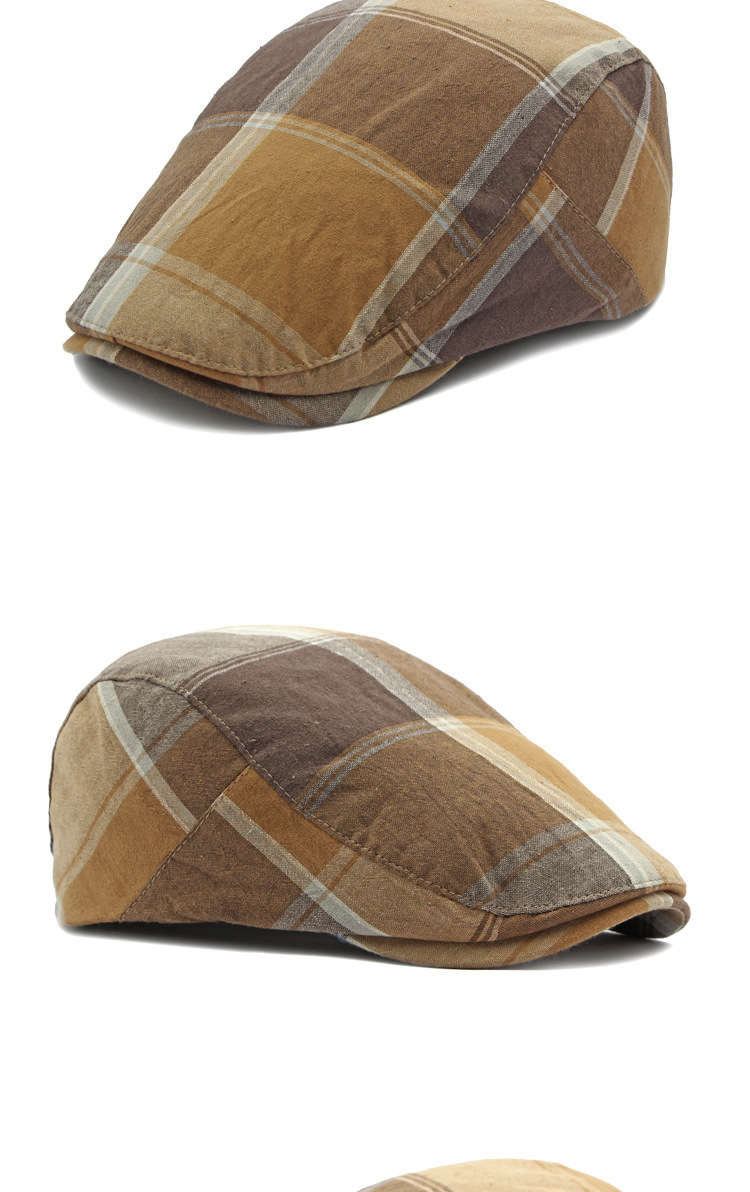 Unisex Retro British Style Plaid Curved Eaves Beret Hat display picture 1