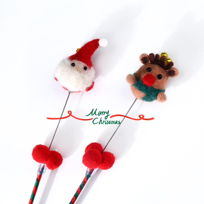 Comercio exterior Santa Claus mascota fieltro campana gato juguete interactivo alces orden lana divertido gato palo varilla self-HI