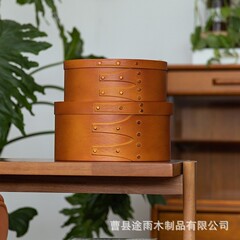 中古风夏克盒手工日式复古杨木树皮储物盒大容量家用收纳桶收纳盒