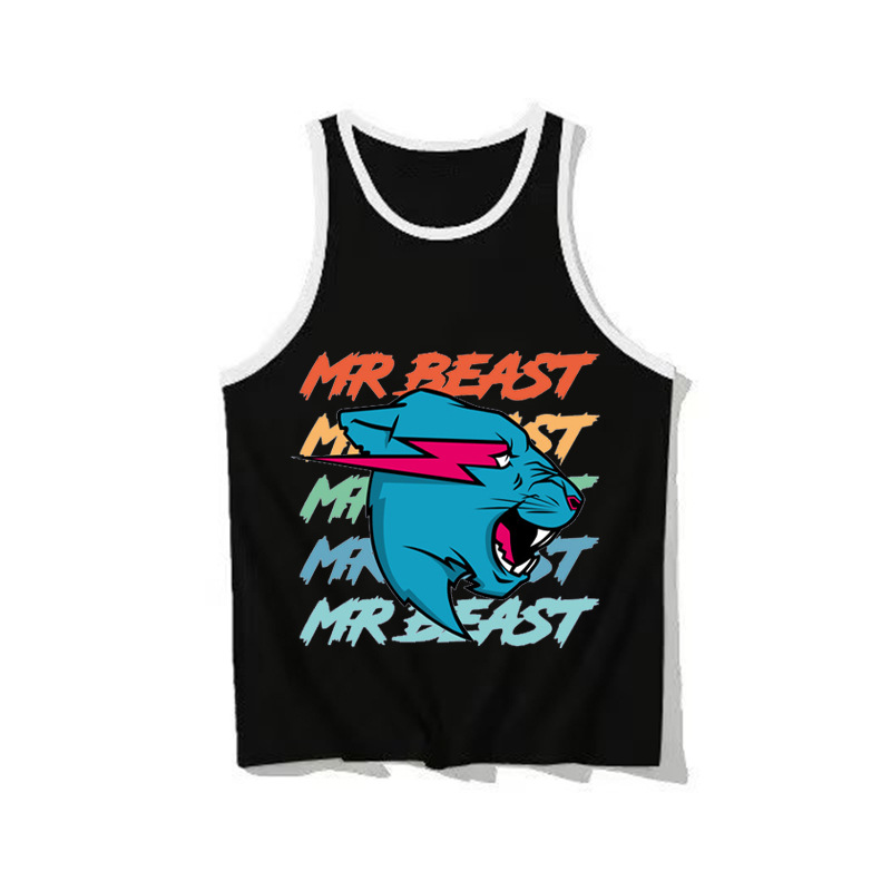 2024 New Cross-Border Amazon Product Mr Beast Lightning Cat Cartoon Tank Top for Boys and Girls