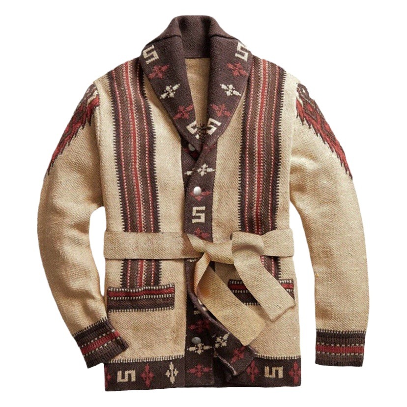 Ropa de hombre transfronteriza europea y americana retro de alta resistencia jacquard suéter Otoño e Invierno engrosado cardigan suéter capa SY0030