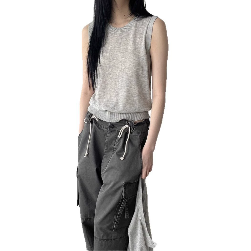 凡简 Base body-friendly summer top with cups, T-shirt sleevless, slim fit