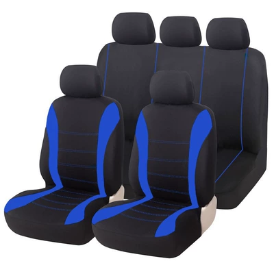 with Waistline Design, Fabric Seat | Universal seat cover - blue-2-piece-set-front-single-seat