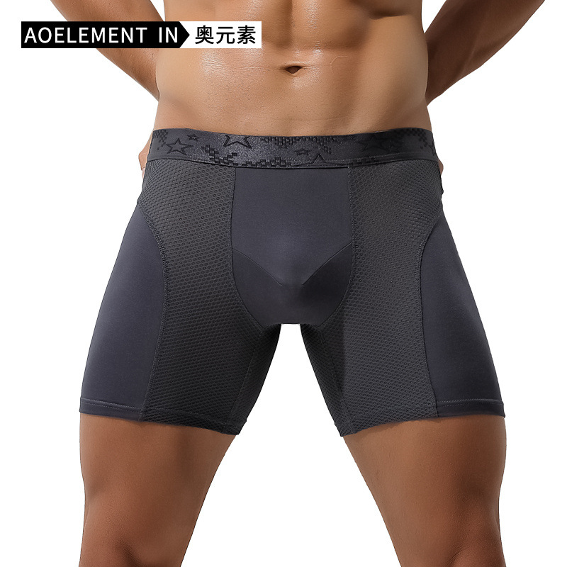 Elementos austriacos calzoncillos deportivos largos para hombres calzoncillos boxer piernas antidesgaste corriendo pantalones cortos de cuatro esquinas de gran tamaño bragas de entrenamiento
