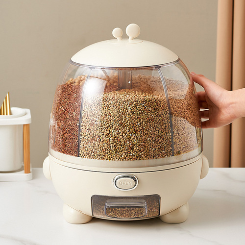 New creative insect-proof and moisture-proof rotating compartment automatic rice-discharging grain storage tank large-capacity wholesale rice bucket