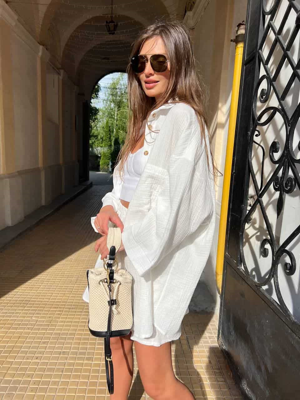 Casual Button-Up Cardigan & Shorts Set – Breathable Polyester Lounge-to-Street Outfit (S-XL, 4 Fresh Colors, Euro-US Minimalist Comfort)_ecoleips.com