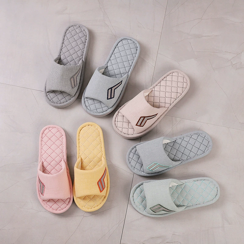 Новые трансграничные четырехсезонные хлопковые тапочки в полоску, четырехсезонные домашние нескользящие домашние тапочки с мягкой подошвой для пары, домашние тапочки на деревянном полу для мужчин и женщин