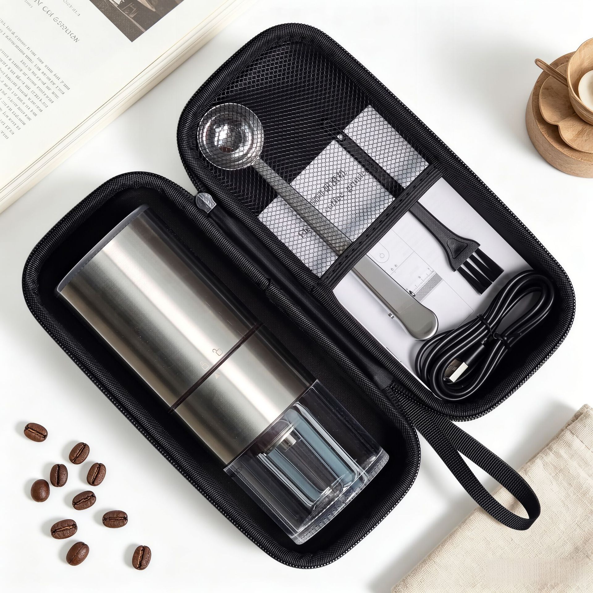 Molinillo de café eléctrico, molinillo de granos, molinillo de café en grano, molinillo totalmente automático, molinillo de café