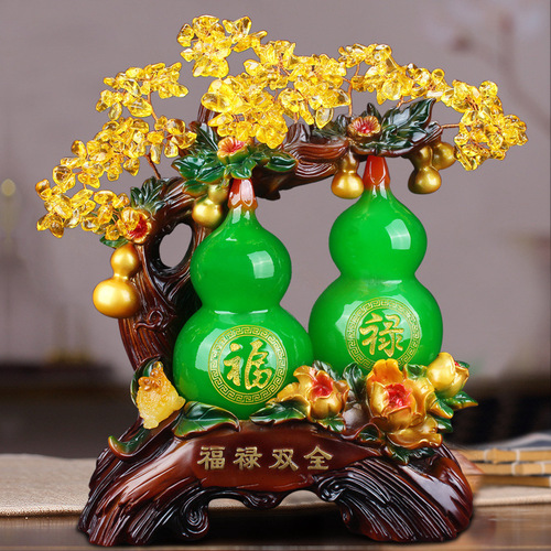 Factory direct sales Crystal Money Tree Double Gourd Lucky Ornaments Entrance Desktop Decoration Gift Ornaments One Piece Dropshipping