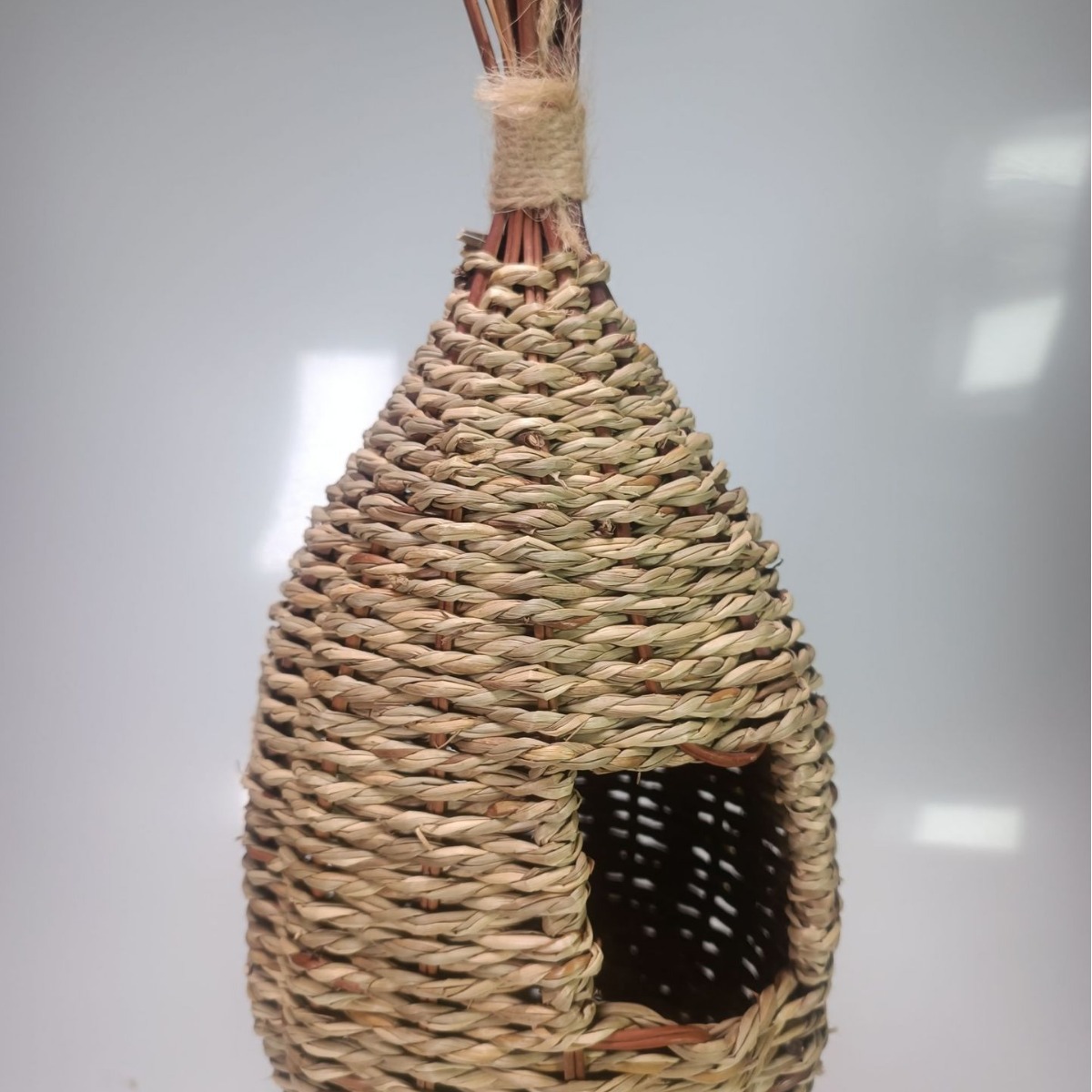 Venta al por mayor de fábrica, tapete creativo hecho a mano con forma de corazón de mango, cuerda de paja trenzada, calabaza, nido de pájaro, decoración de jardín, patio de flores