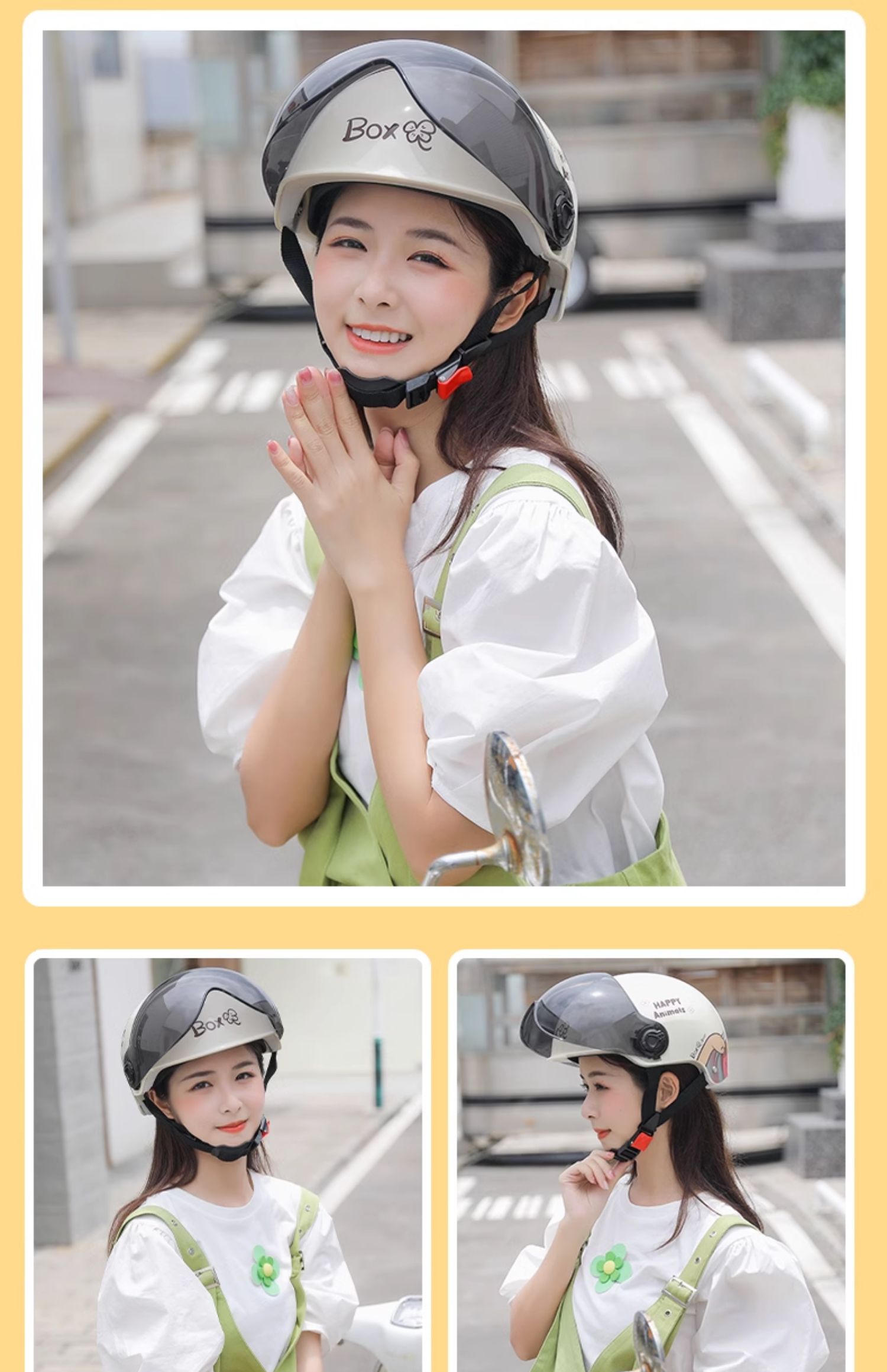 Cute Lightweight Electric Motorcycle Helmet, Sun Protection, All Seasons