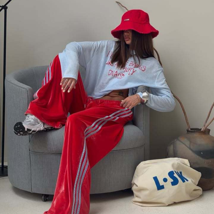 2026 New European and American Cross-Border Retro Velvet Side-Striped Wide-Leg Pants for Women, High-Waisted Drawstring Casual Sports Sweatpants