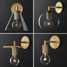 卧室床头壁灯复古铁艺玻璃镜前灯创意吧台走廊现代简约过道小墙灯