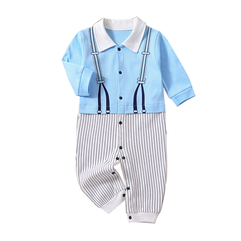 New long -sleeved light blue strap white stripe