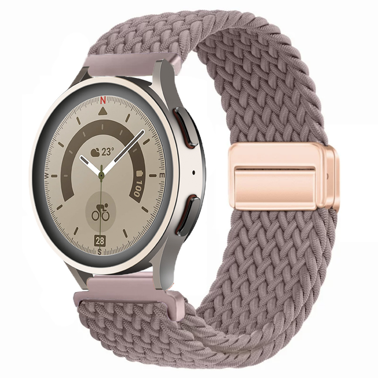 Adecuado para correa de reloj Huawei GT5 con hebilla de succión magnética, correa de reloj deportivo Samsung watch7 elástica y transpirable tejida de nailon