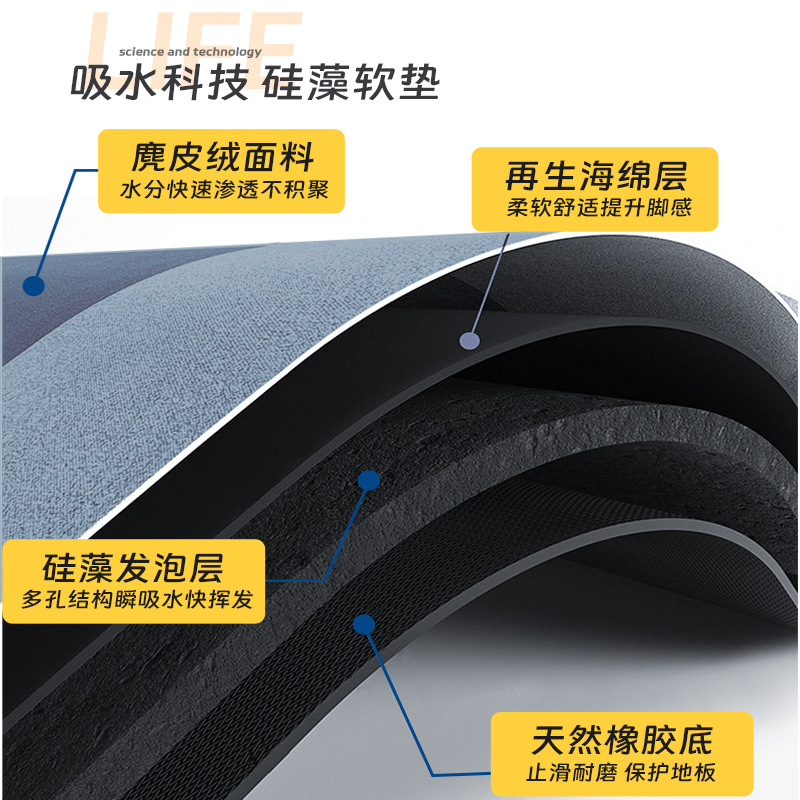 Diatom barro piso de cocina alfombra antideslizante a prueba de aceite absorbente de la puerta mancha-resistente piso estera impermeable alfombra borrable lavable hogar