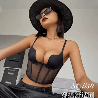 法式鱼骨紧身胸衣薄款外穿内衣性感蕾丝塑性文胸纯欲女调整型套装