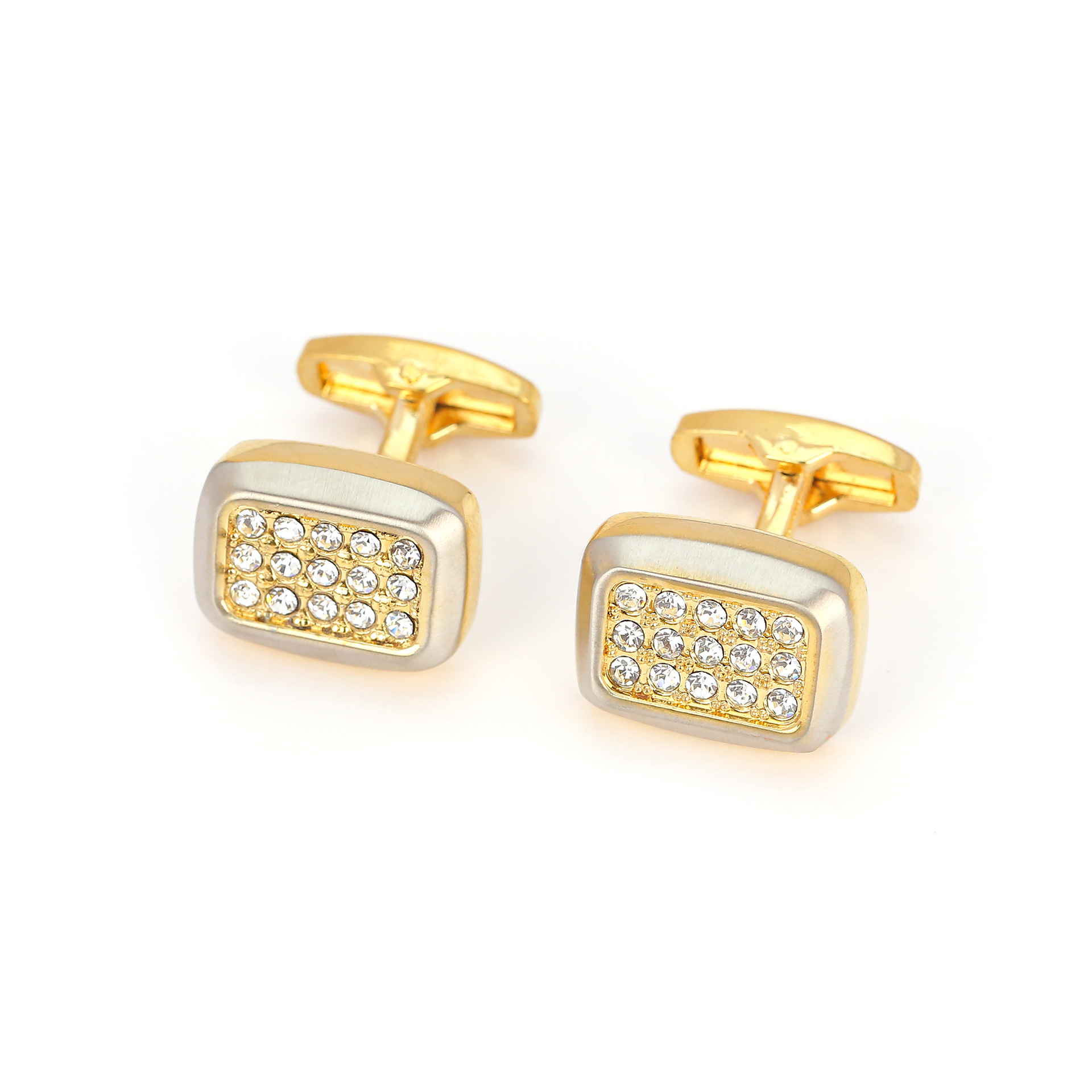 High quality two-color full diamond shirt cufflinks European and American men's business French cufflinks cuff buttons cross-border in stock