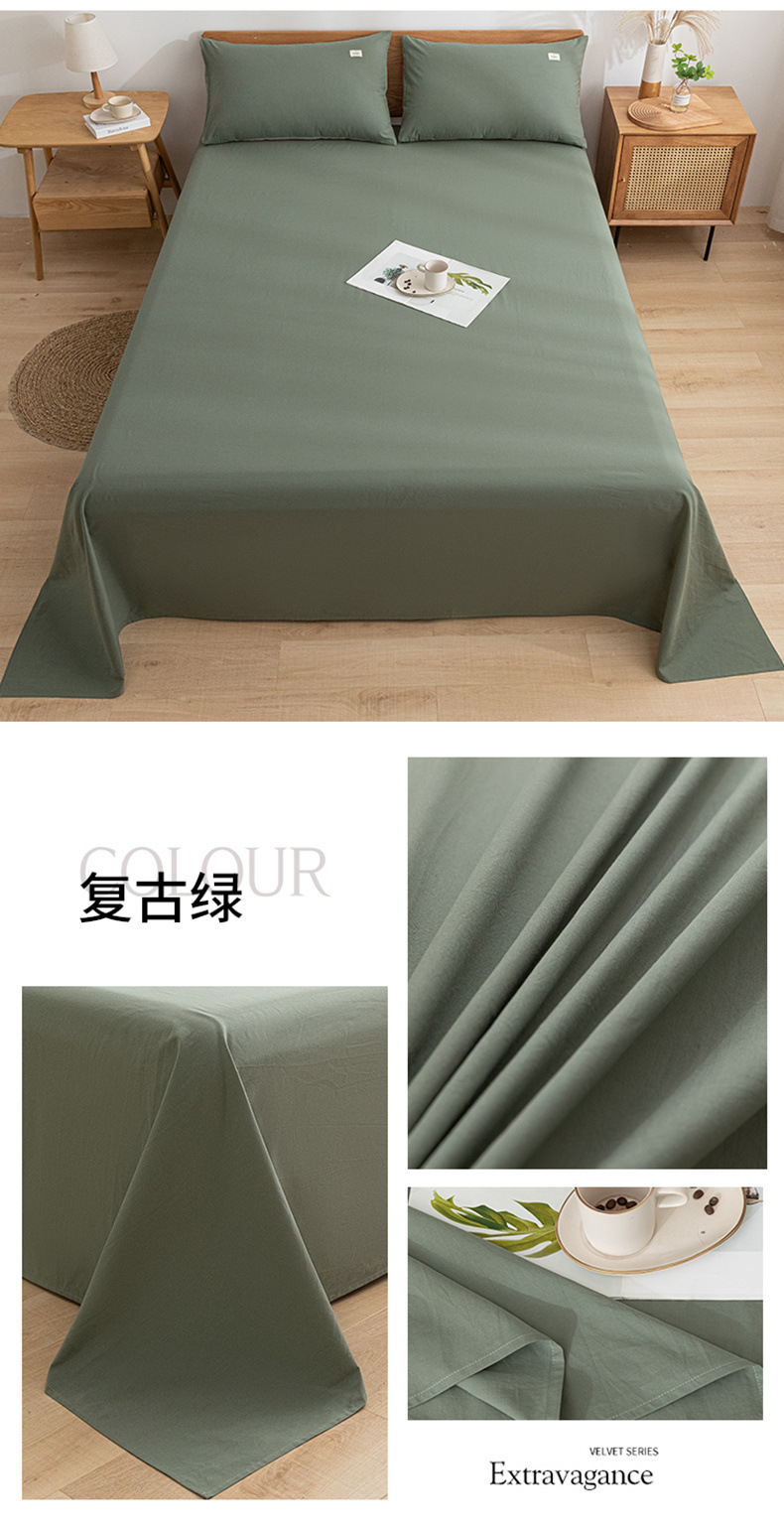 Sábana de algodón lavado de algodón grueso pieza individual 100 algodón dormitorio de estudiantes cama individual funda de almohada de tres piezas 2