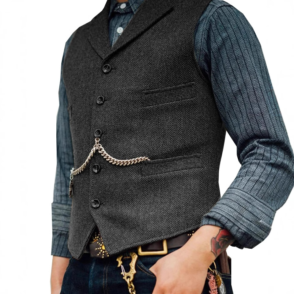 Hombres de estilo coreano SLIM-Fit espiga chaleco mejor hombre transfronterizos de los hombres de negocios informal de negocios traje formal chaleco 1