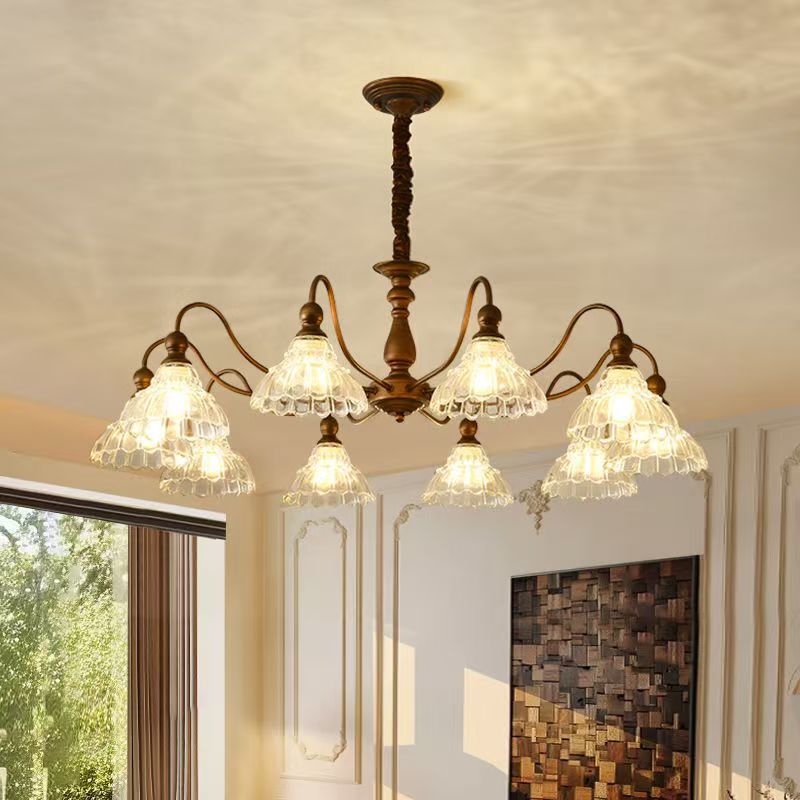 Nuevo estilo francés lámpara de la sala de estar lámpara de dormitorio medieval americana retro lámpara de vestíbulo lámpara de hotel lámpara de comedor lámpara de vidrio