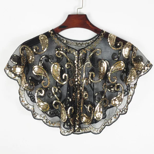 One-piece delivery European and American coat versatile summer lace waistcoat European and American short sequined mesh evening gown shawl