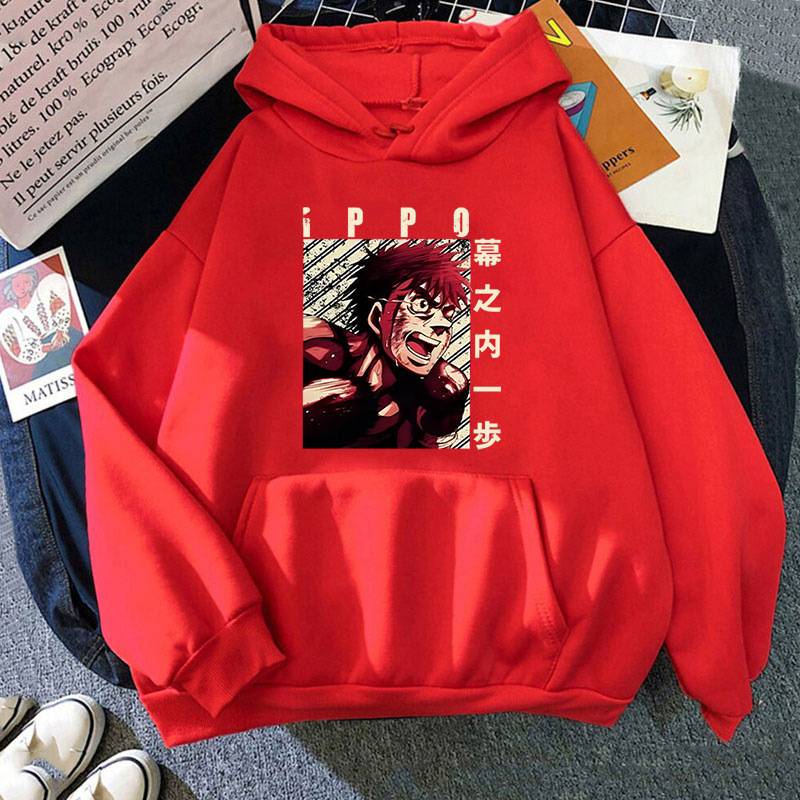 New Anime Retro Ippo Makunouchi Print Hoodies Women Causal
