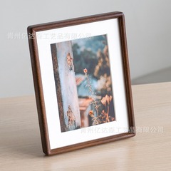 実木丸角フォトフレーム振り子台ほぞ卯額縁6/7/8/10インチ壁掛けカップル黒胡桃フォトフレームメーカー卸売り