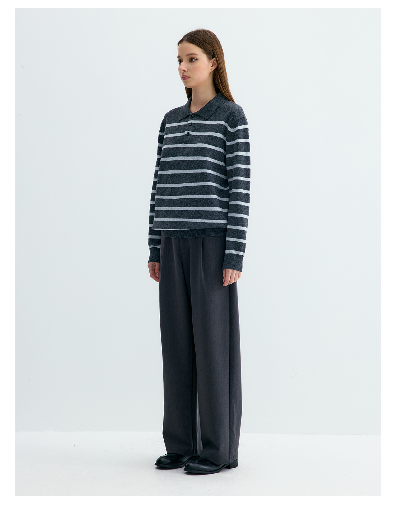 UNF Color-Block Striped 300g Polo Sweater