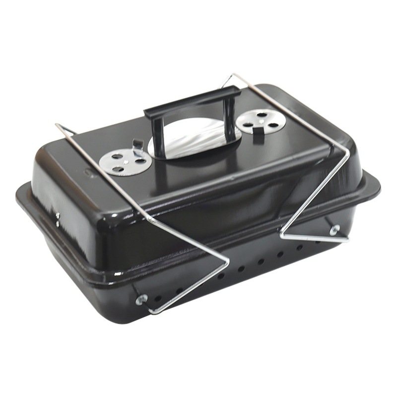 Estufa de barbacoa al aire libre portátil con tapa negro esmalte de carbono horno plegable barbacoa parrilla hogar Zibo barbacoa