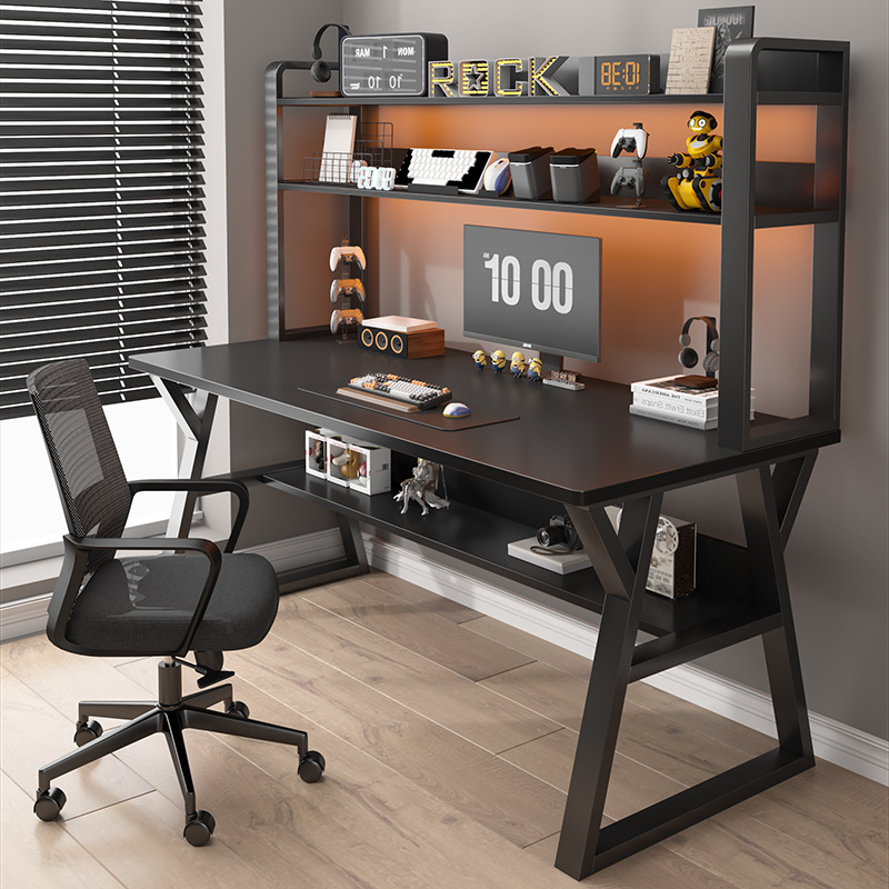 Escritorio de computadora, escritorio de escritorio, escritorio para el hogar, estantería, escritorio integrado, escritorio de estudio para estudiantes, juego de combinación de mesa y silla de dormitorio simple