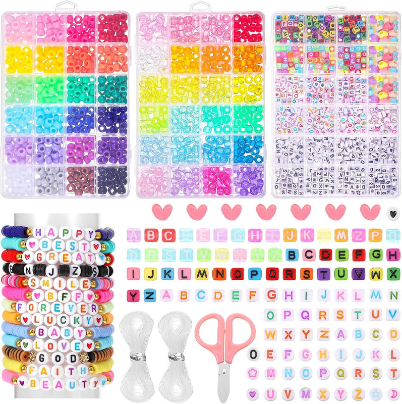 Amazon 3-Box Set of Pony Beads, Loose Beads, 48 Colors Kandi Beads, Friendship DIY Jewelry Bracelet Making Kit
