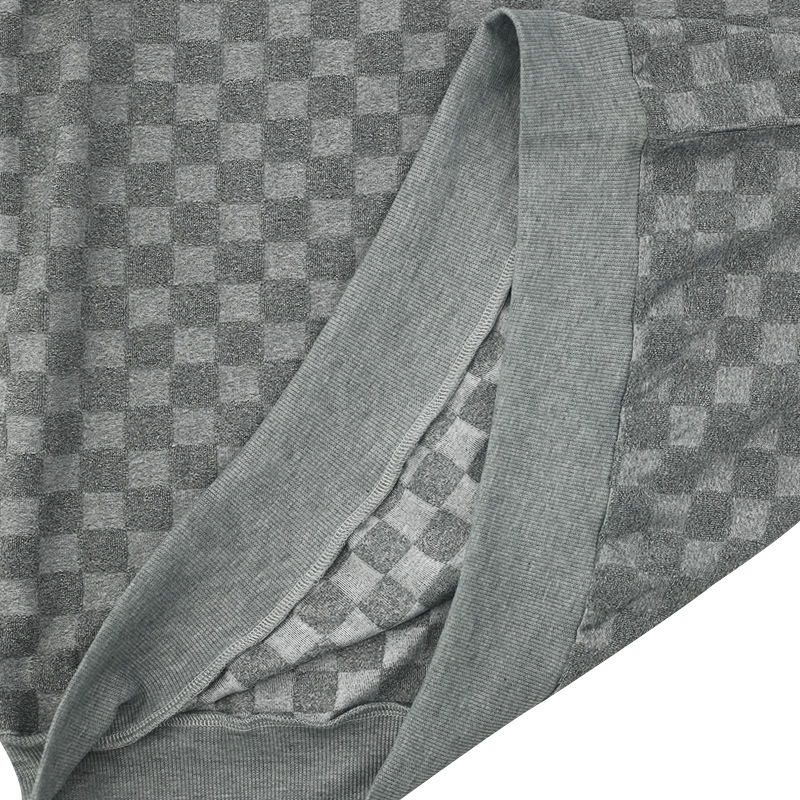 2024 Men's Spring and autumn  men's knitted shirt with jacquard chessboard plaid round neck casual bottom long sleeved top_voghion.com