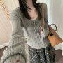 气质秋冬长袖v领毛衣