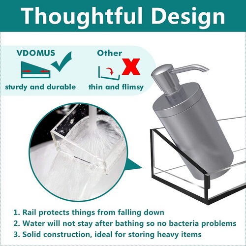 Bathroom Wall Mount Rack Kitchen Bendable Shelf Straight Layer Board Transparent Acrylic U-shaped Wall Shelf