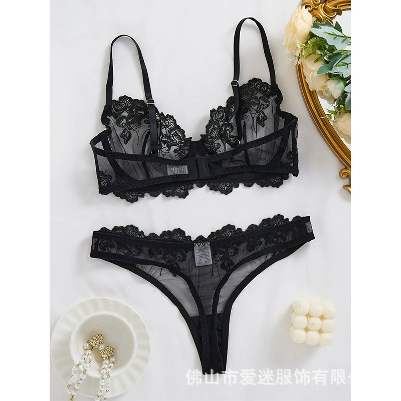 W Love Fan Factory Горячие продажи Кроссбордер Sexy Mesh Цветочный Вышивка Собрание Искушение Перспектива Sexy Нижнее белье 24054