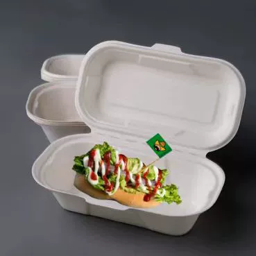 Печатный LOGO одноразовая коробка для хот-догов, бумажная паста, прямоугольная жареная утка, жареная колбаса, упакованная на вынос