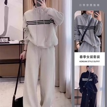 大码时尚卫衣运动套装女春秋胖MM宽松显瘦阔腿裤休闲两件套300斤