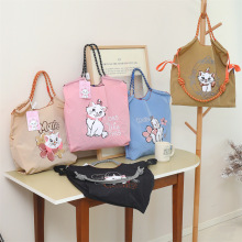 新款玛丽猫卡通刺绣购物袋女可爱时尚环保休闲百搭早八通勤单肩可