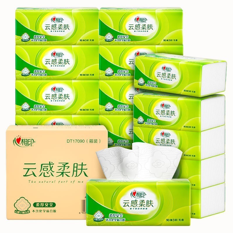 Xinxiangyin ティッシュペーパー 3 層 90 枚 18 パック ティッシュペーパー ナプキン ティーデザイン エンボス加工 家庭用卸売ペーパータオル 吸水性|undefined
