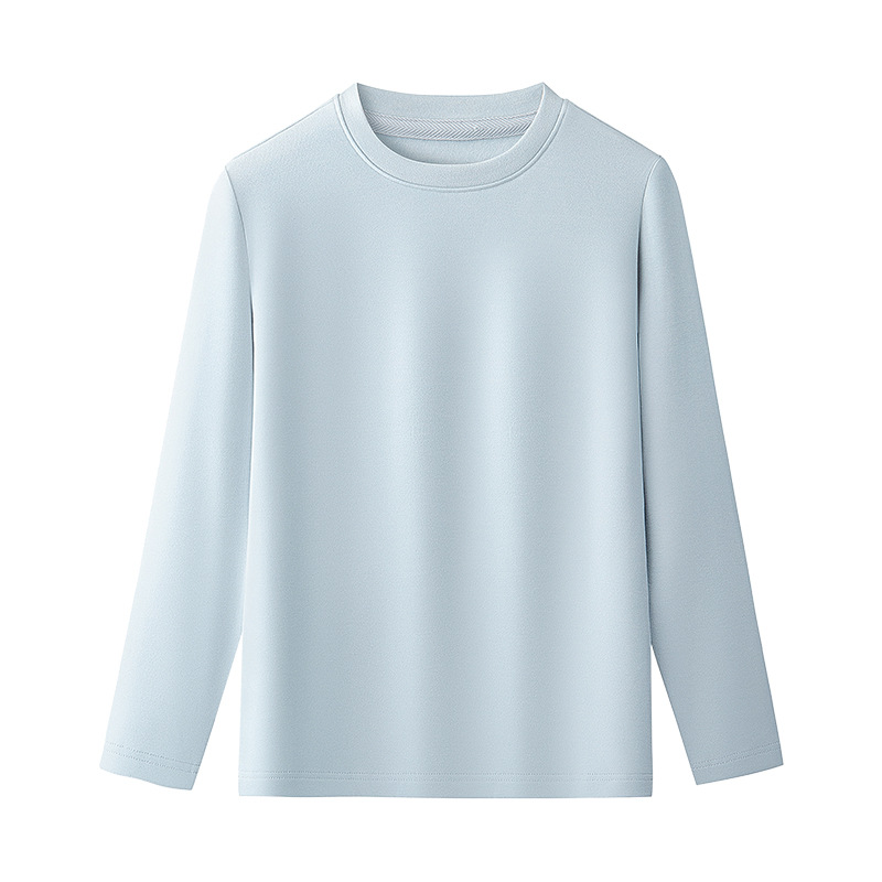 La nueva ropa interior térmica de otoño e invierno para niños y niñas de terciopelo caliente de seda transfronteriza puede salir y agregar una camisa de fondo gruesa de terciopelo