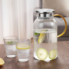 竖条纹玻璃凉水壶果汁壶泡茶壶大容量家用轻奢晾凉白开透明冷水壶
