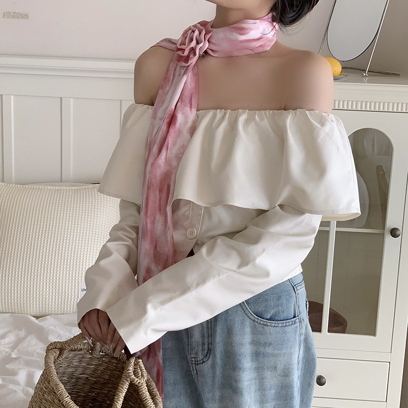 Bufandas de seda de alta calidad primavera nueva delgada ropa coreana accesorios multifuncional bufandas de rosa bufandas cinturón