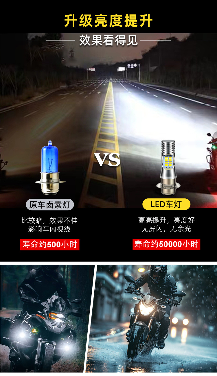 P15D H6M Single Claw Headlight 3020 16SMD High Brightness LED Motorcycle Headlight