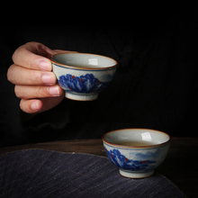 DXF0陶瓷品茗杯六杯中式老陶泥客人茶杯简约家用小茶盏主人杯茶具