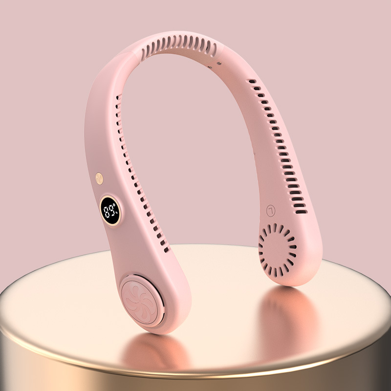 Nuevo comercio exterior de cinco velocidades de ventilador de cuello de visualización digital estudiantes deportes al aire libre portátiles USB mini ventilador de cuello pequeño