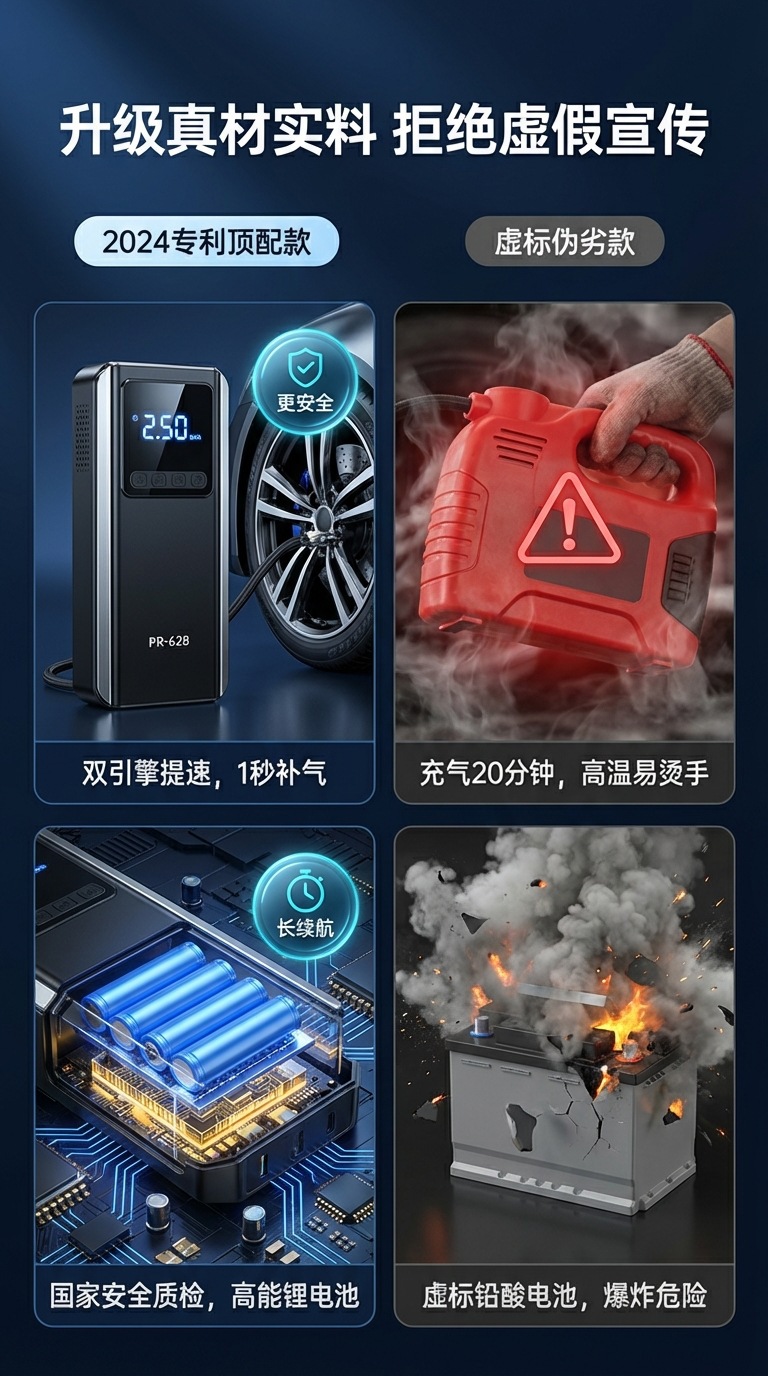 Cross-border exclusive supply of 12v car power supply, multifunctional electric air pump, wireless emergency start car air pump