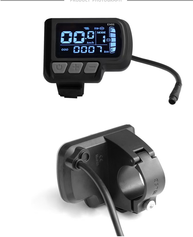Mountain Bike Lithium Battery Modified Electric Accessories Lcd En06 Lcd Instrument Waterproof 5-Core Wiring 36V48V Universal