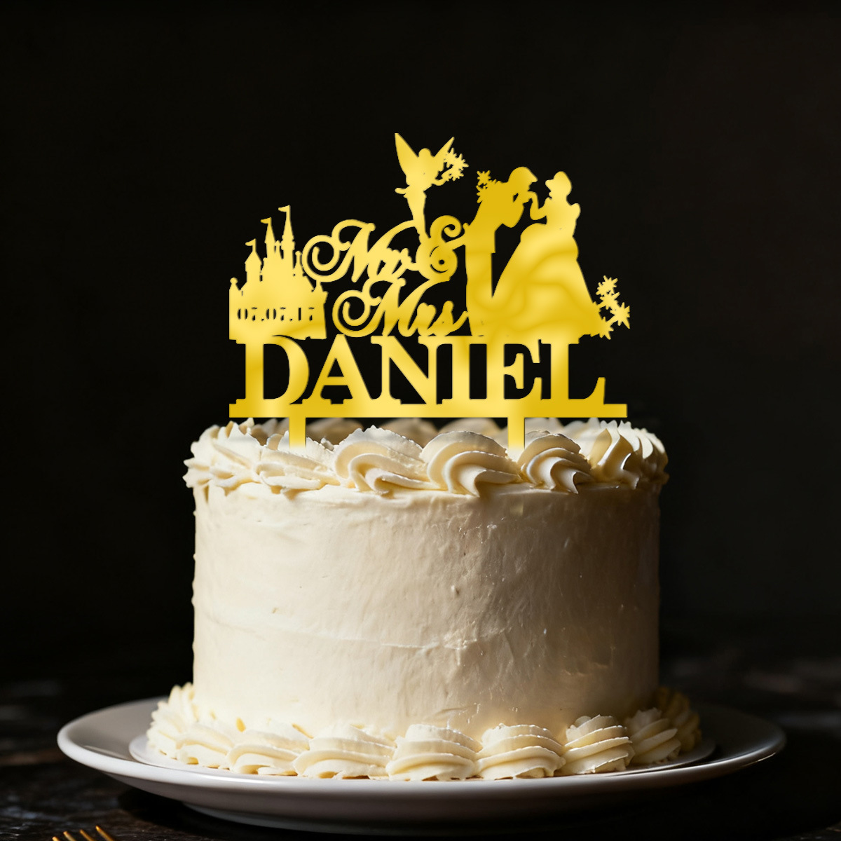 婚礼蛋糕牌装饰亚克力装饰插牌剪影设计艺术氛围感装扮节日亚马逊